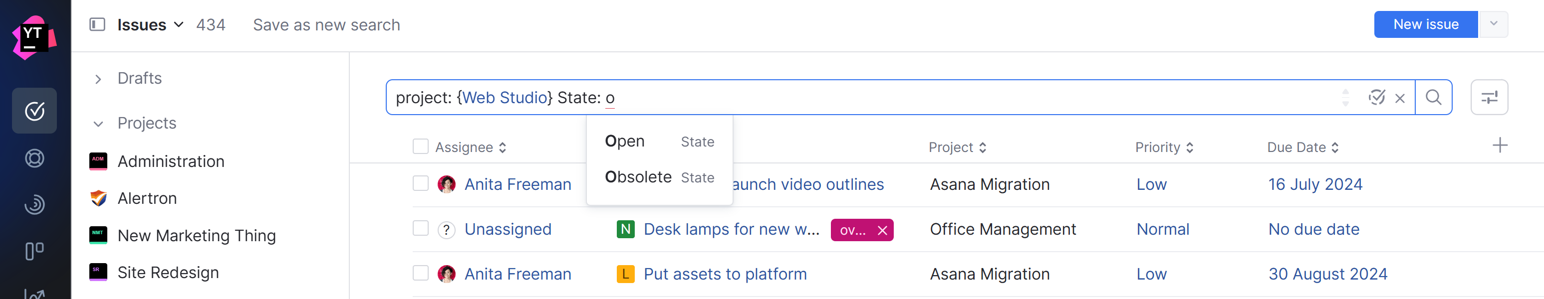 Query mode in YouTrack. Query mode in YouTrack.