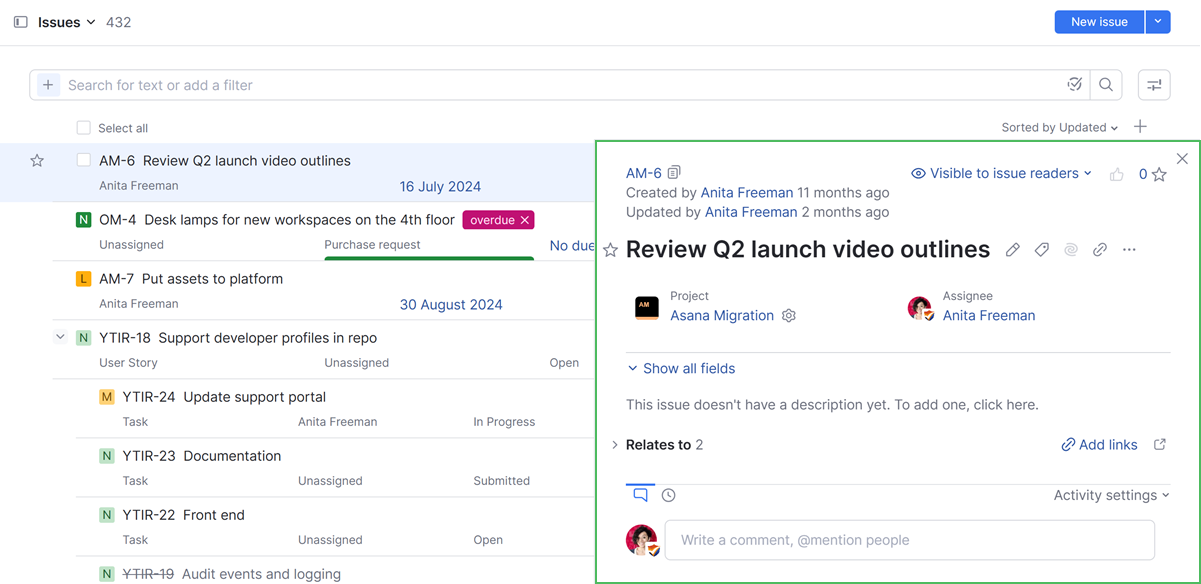 Preview mode for single issues in YouTrack. Preview mode for single issues in YouTrack.