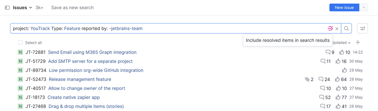 Remove resolved issue filter. Remove resolved issue filter.