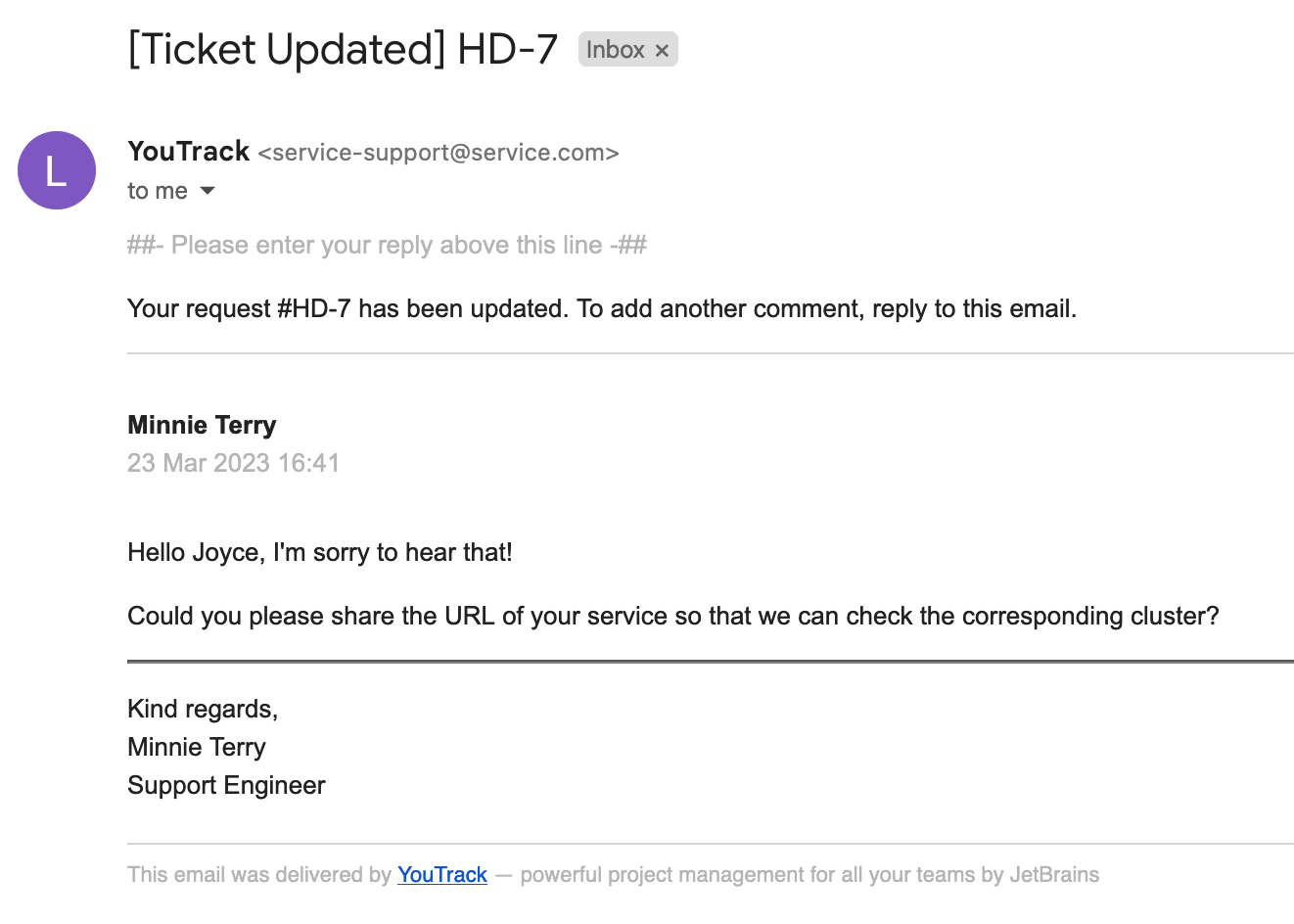 A notification about a reply from an agent A notification about a reply from an agent