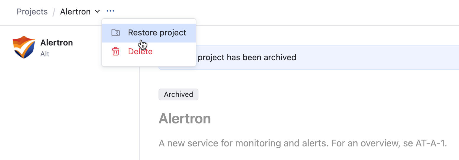 Restore project Restore project