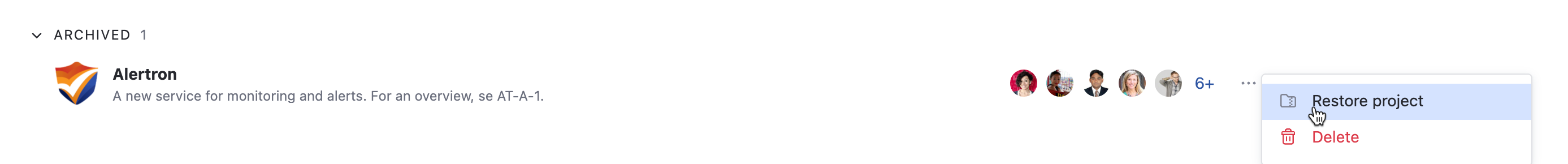 Restore project Restore project