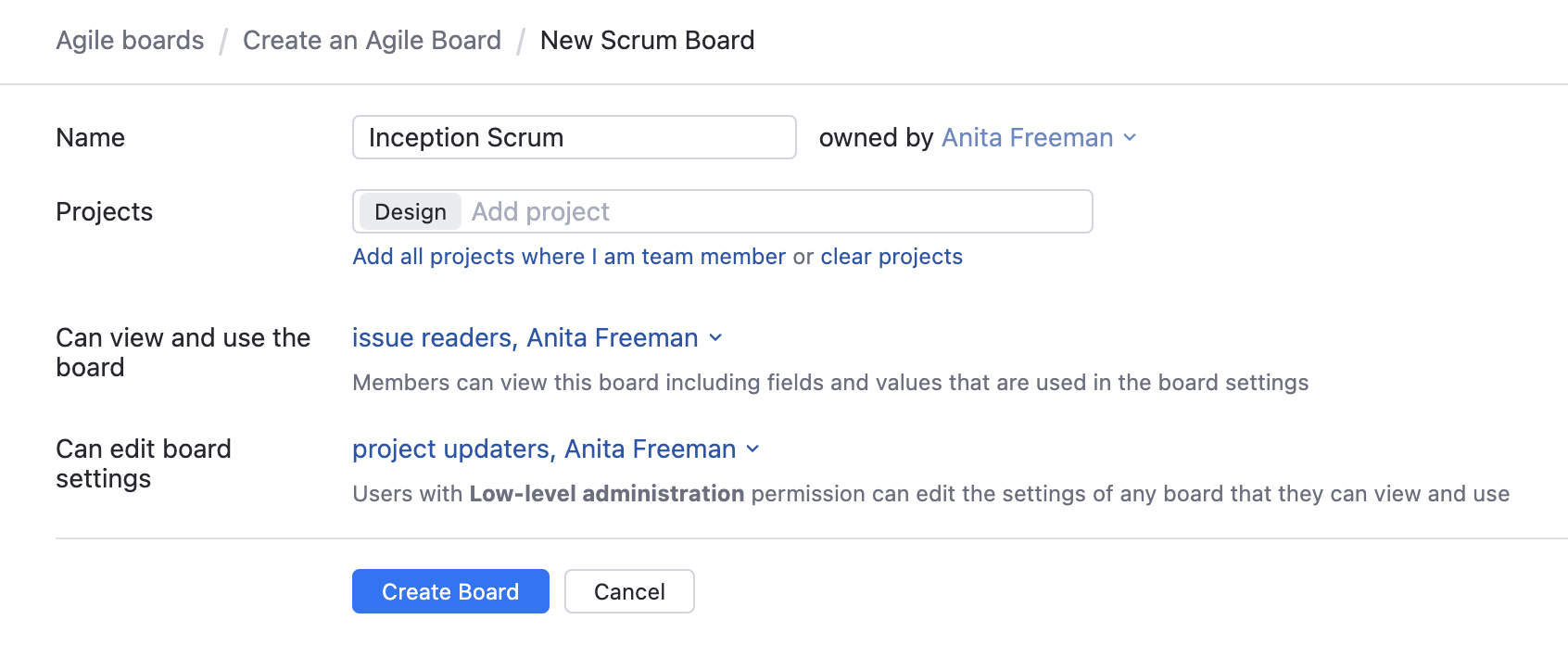 Scrum tutorial board config Scrum tutorial board config