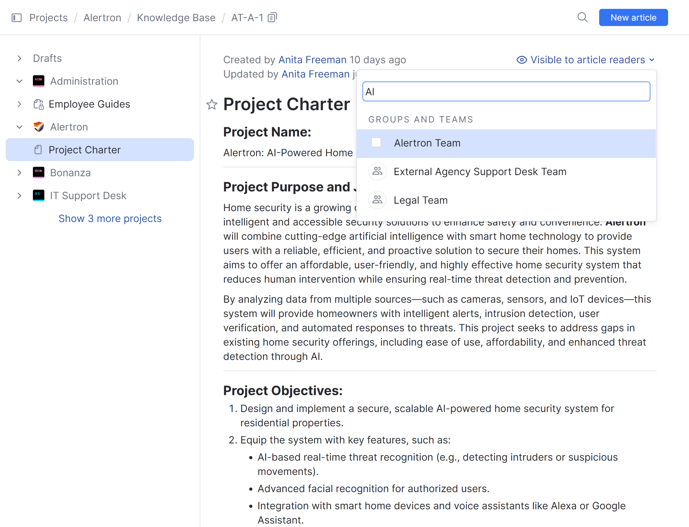 Set visibility for an article draft. Set visibility for an article draft.