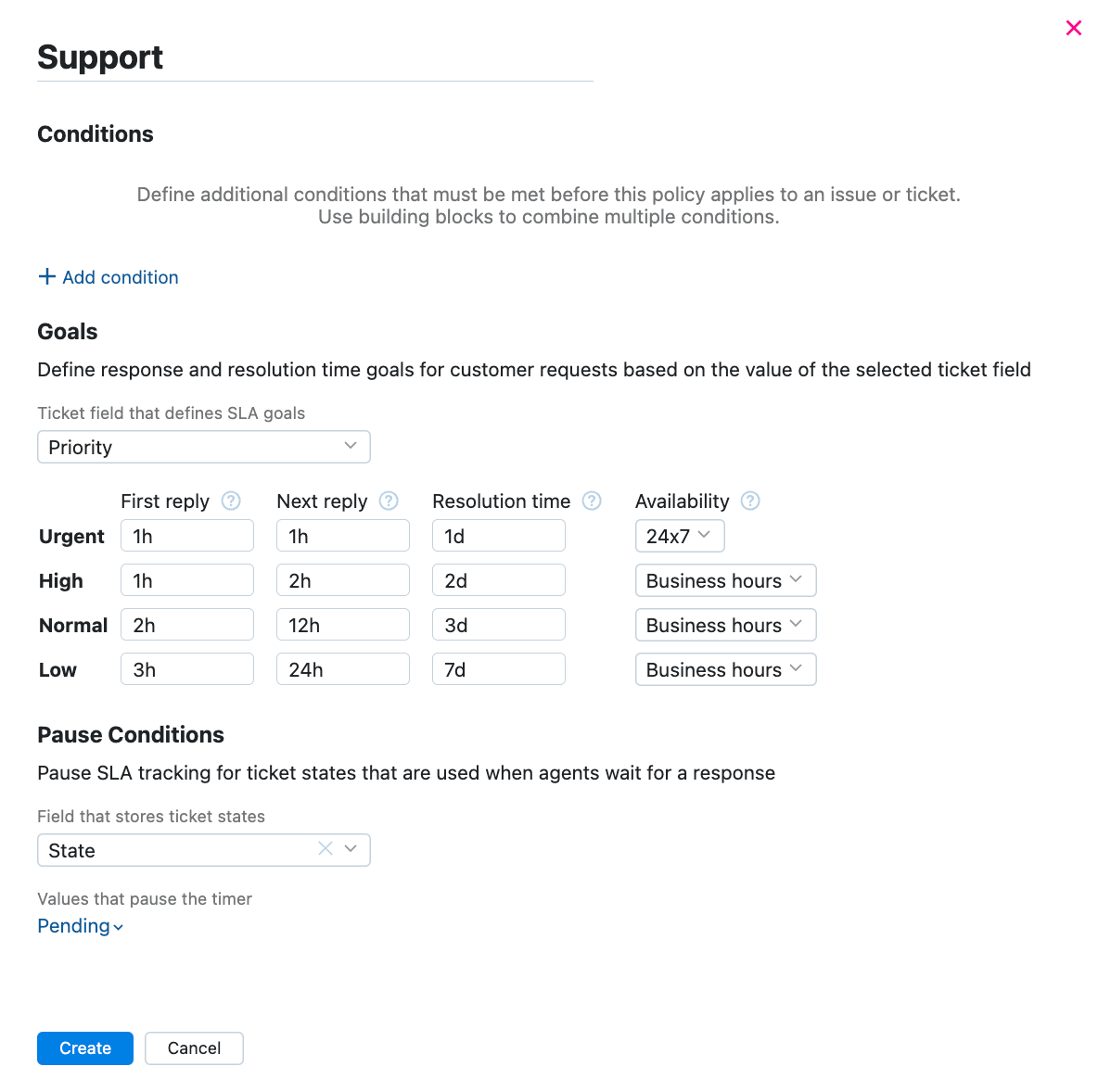 SLA example setup SLA example setup