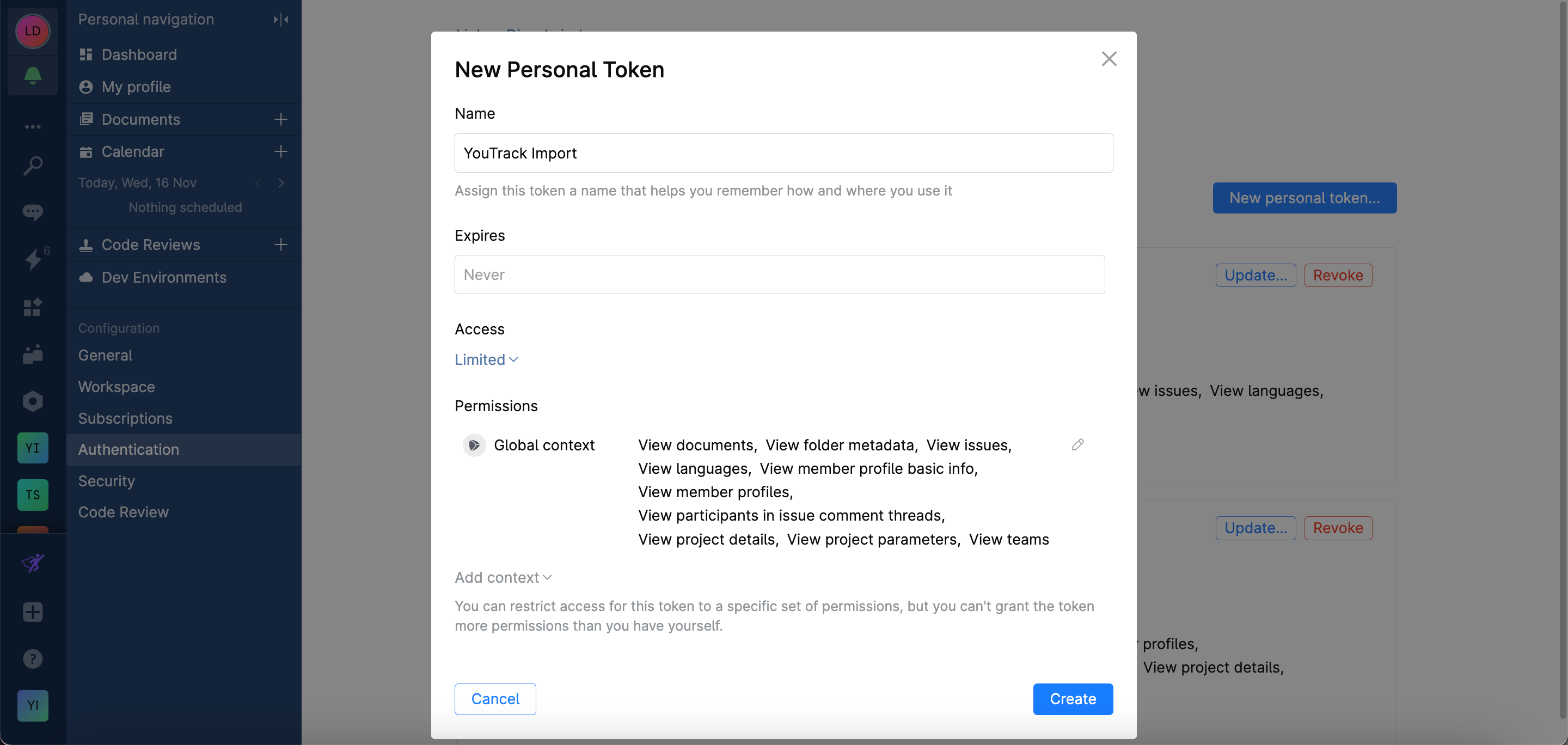 The API token in Space The API token in Space