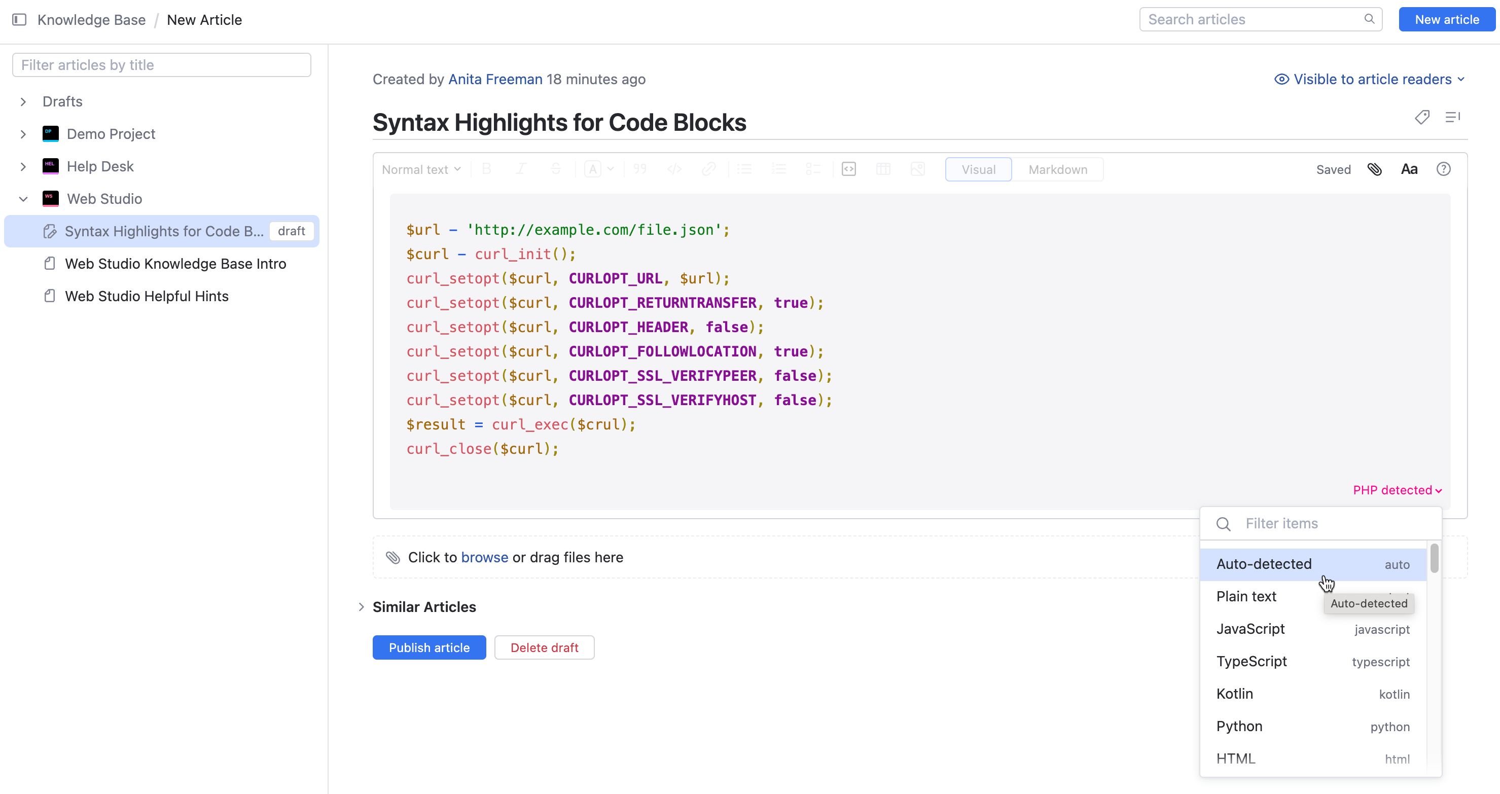 Syntax highlights in code block. Syntax highlights in code block.