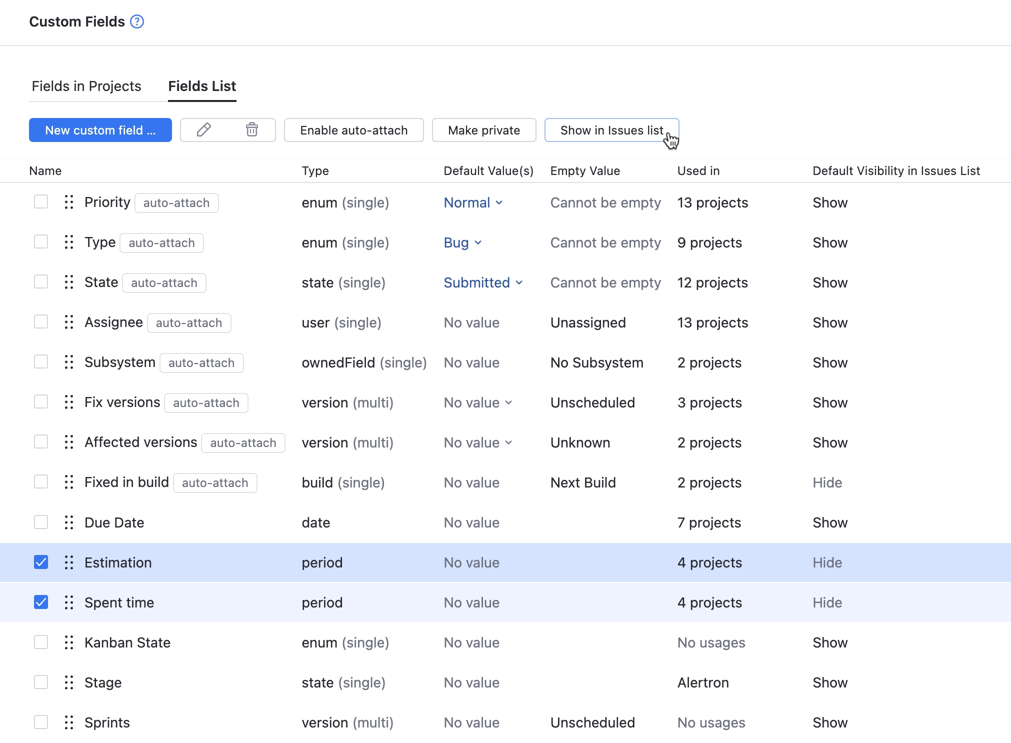 time tracking field settings time tracking field settings