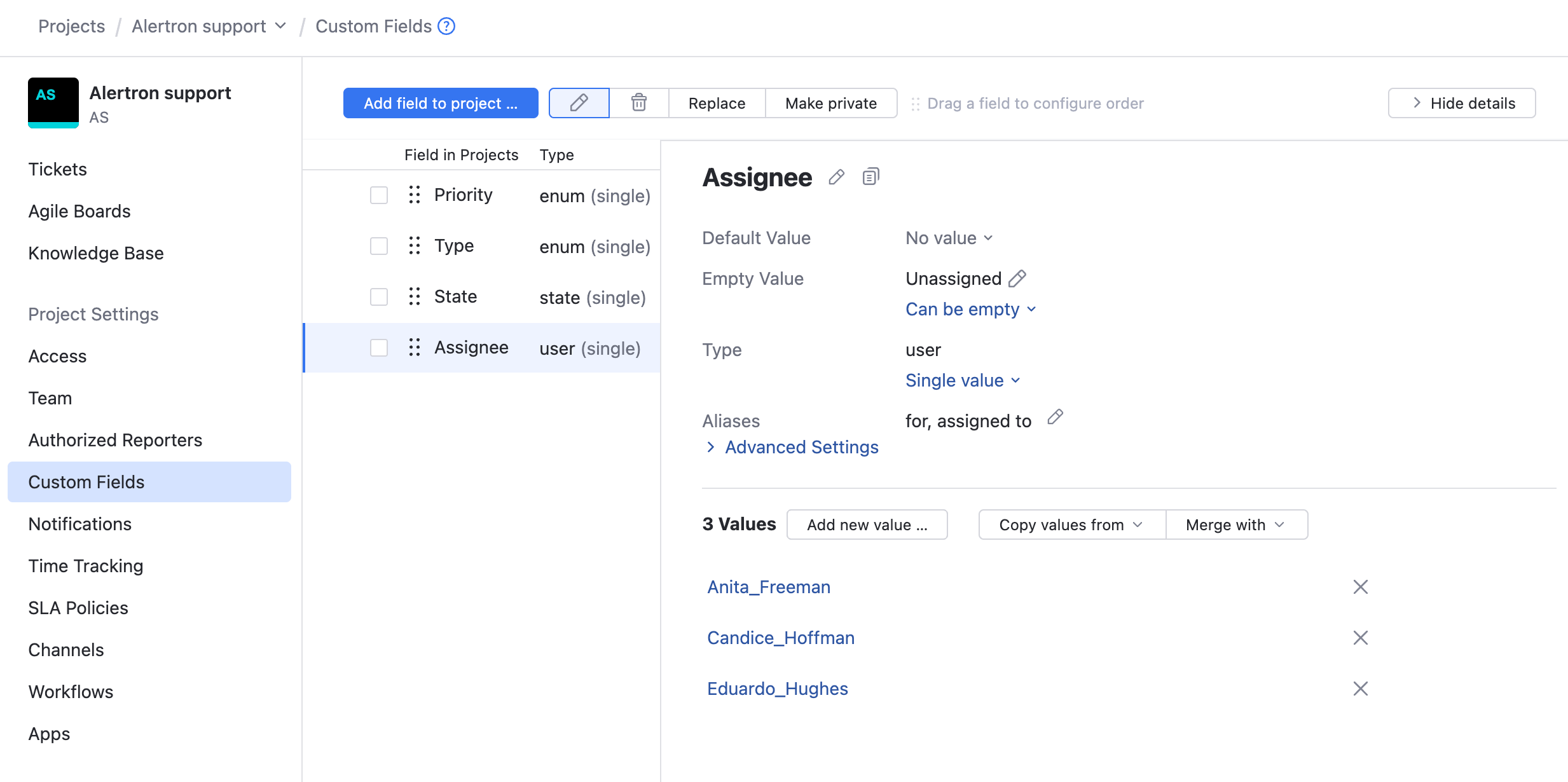 The updated list of assignees in a helpdesk project. The updated list of assignees in a helpdesk project.