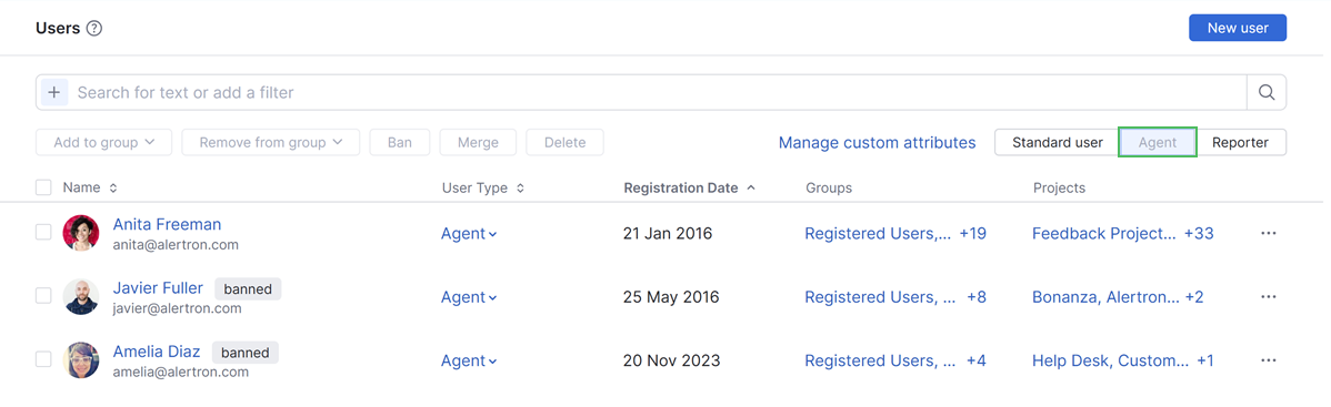 The list of all agents. The list of all agents.