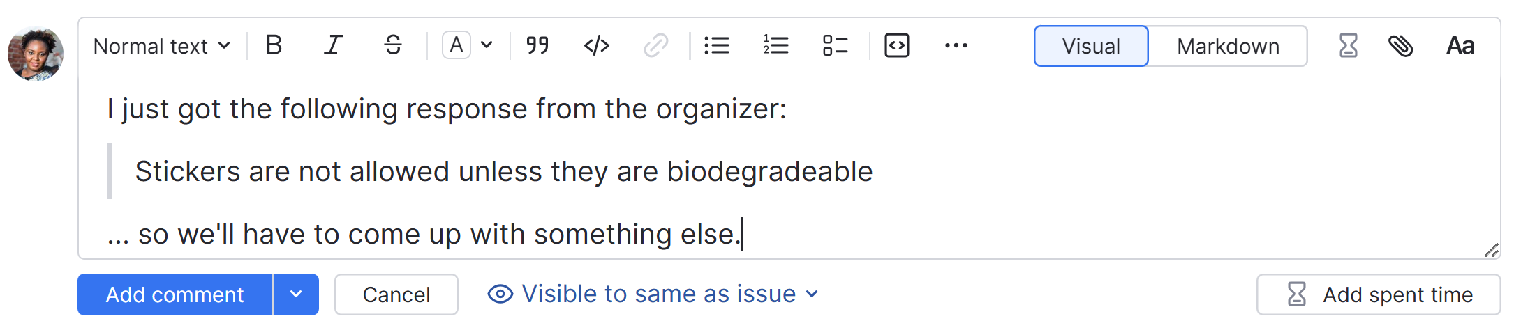 Block quote in the rich text editor. Block quote in the rich text editor.
