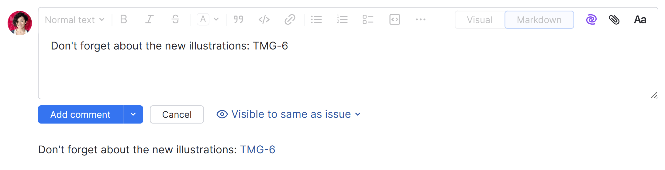 A link to a YouTrack issue in a comment. A link to a YouTrack issue in a comment.