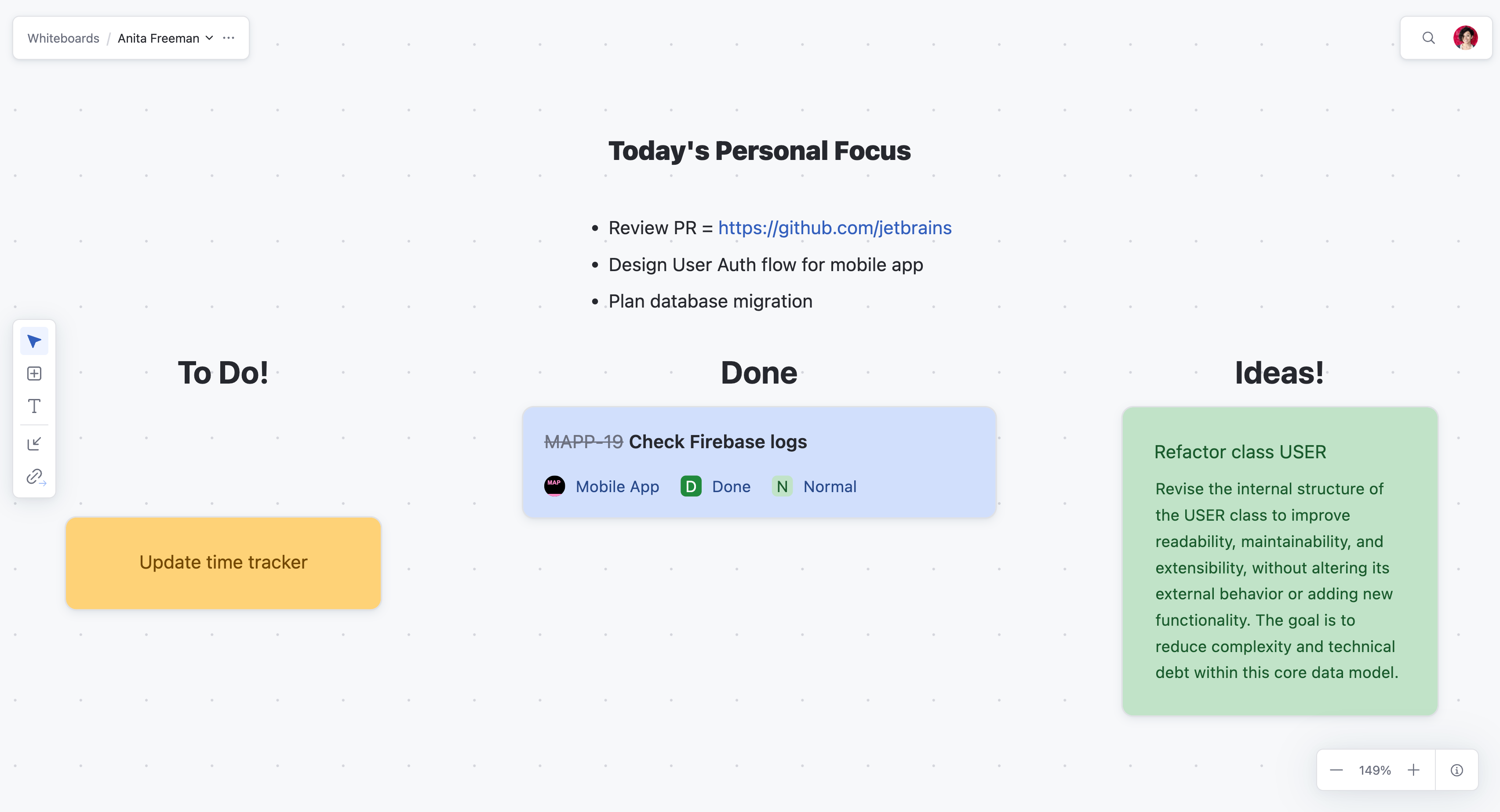 Create a personal whiteboard Create a personal whiteboard