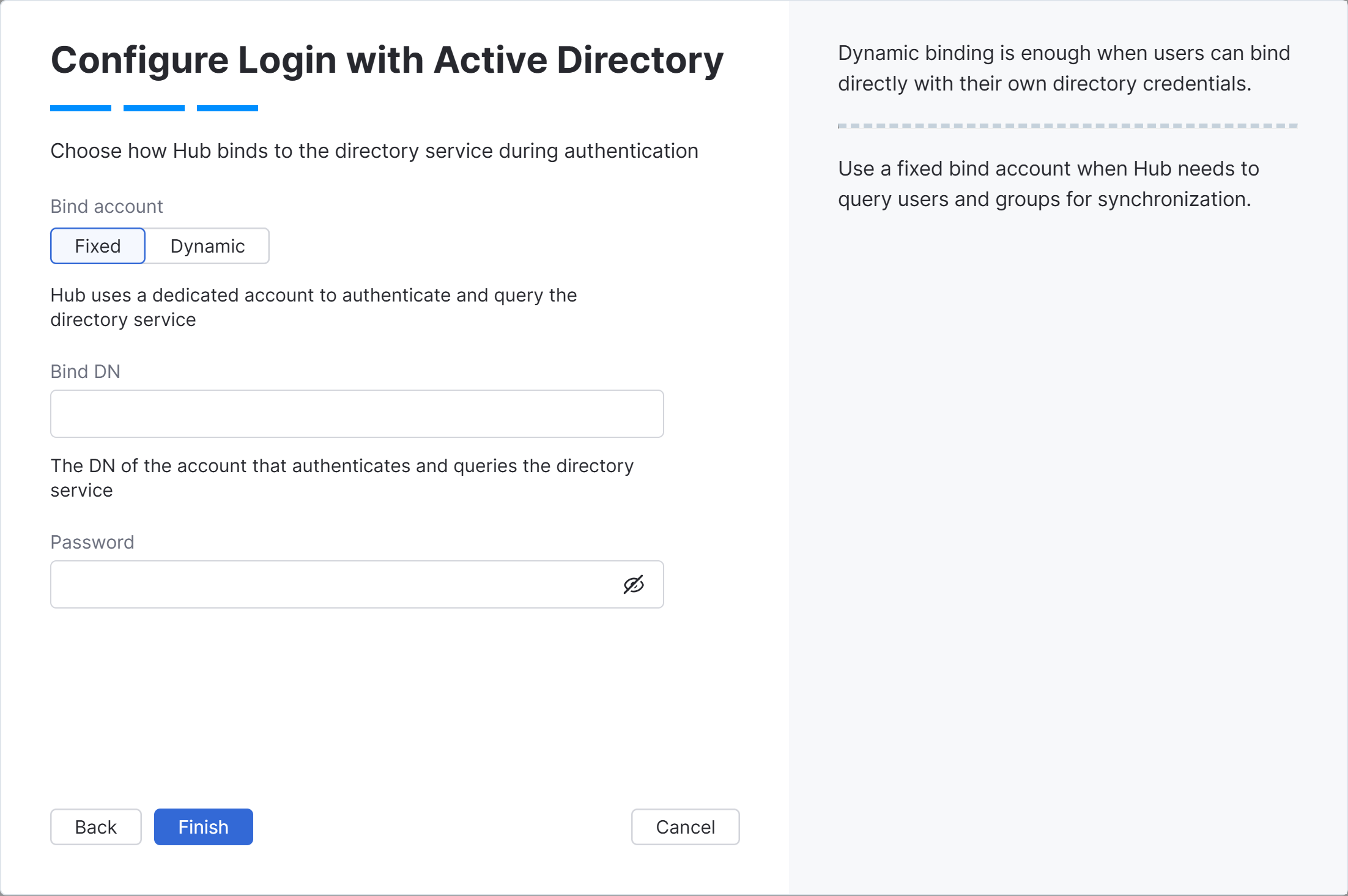 Wizard step for fixed Active Directory binding. Wizard step for fixed Active Directory binding.