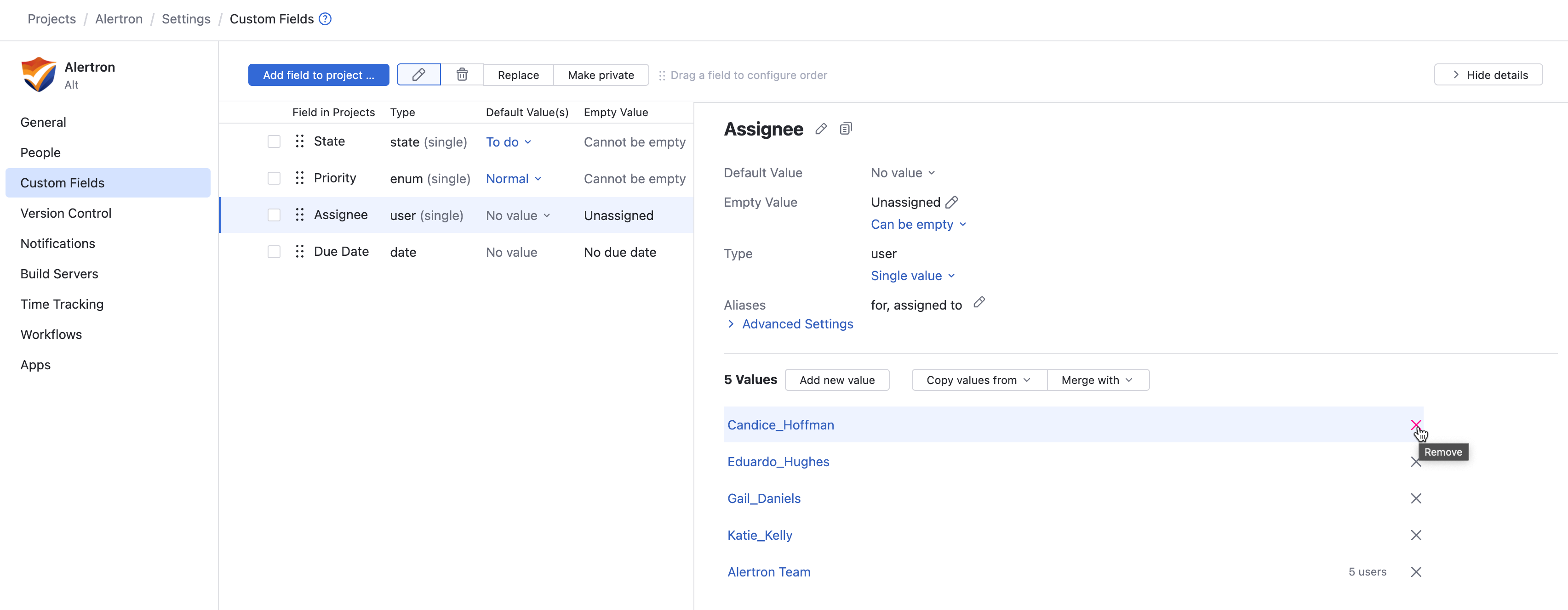 Project assignees Project assignees