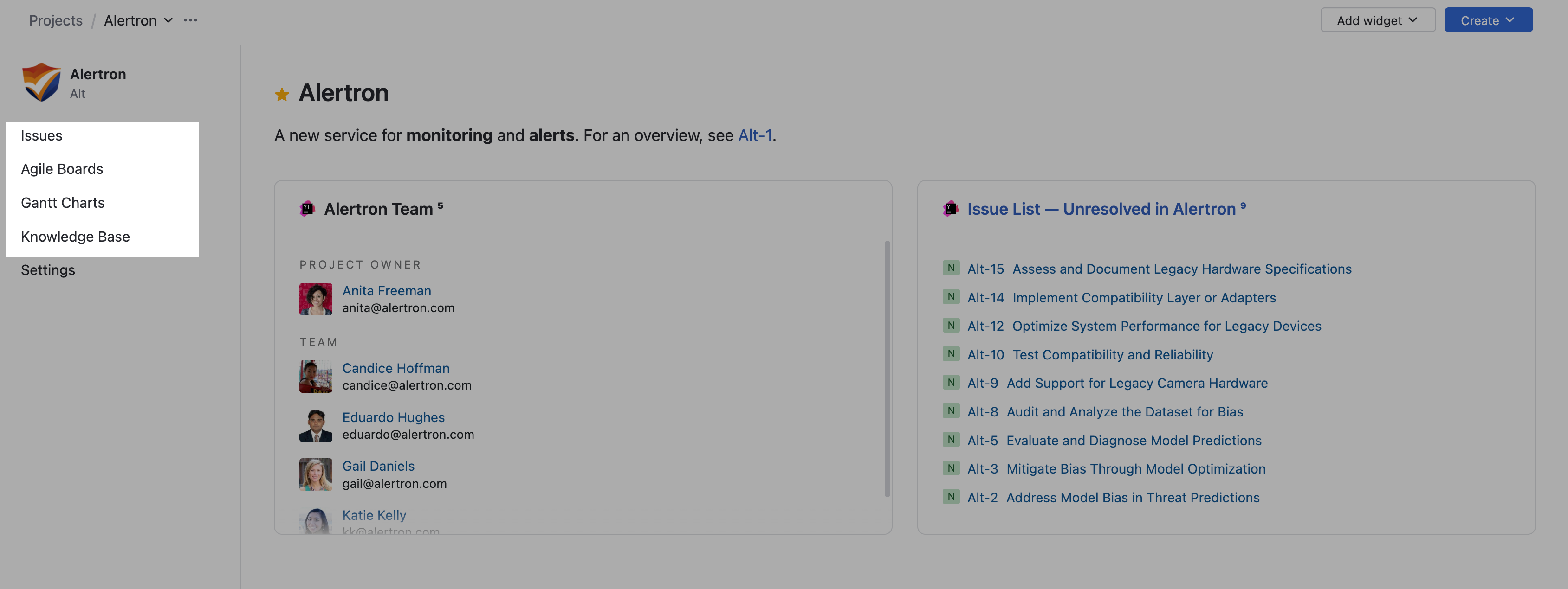Project-centered navigation links from a project overview page. Project-centered navigation links from a project overview page.