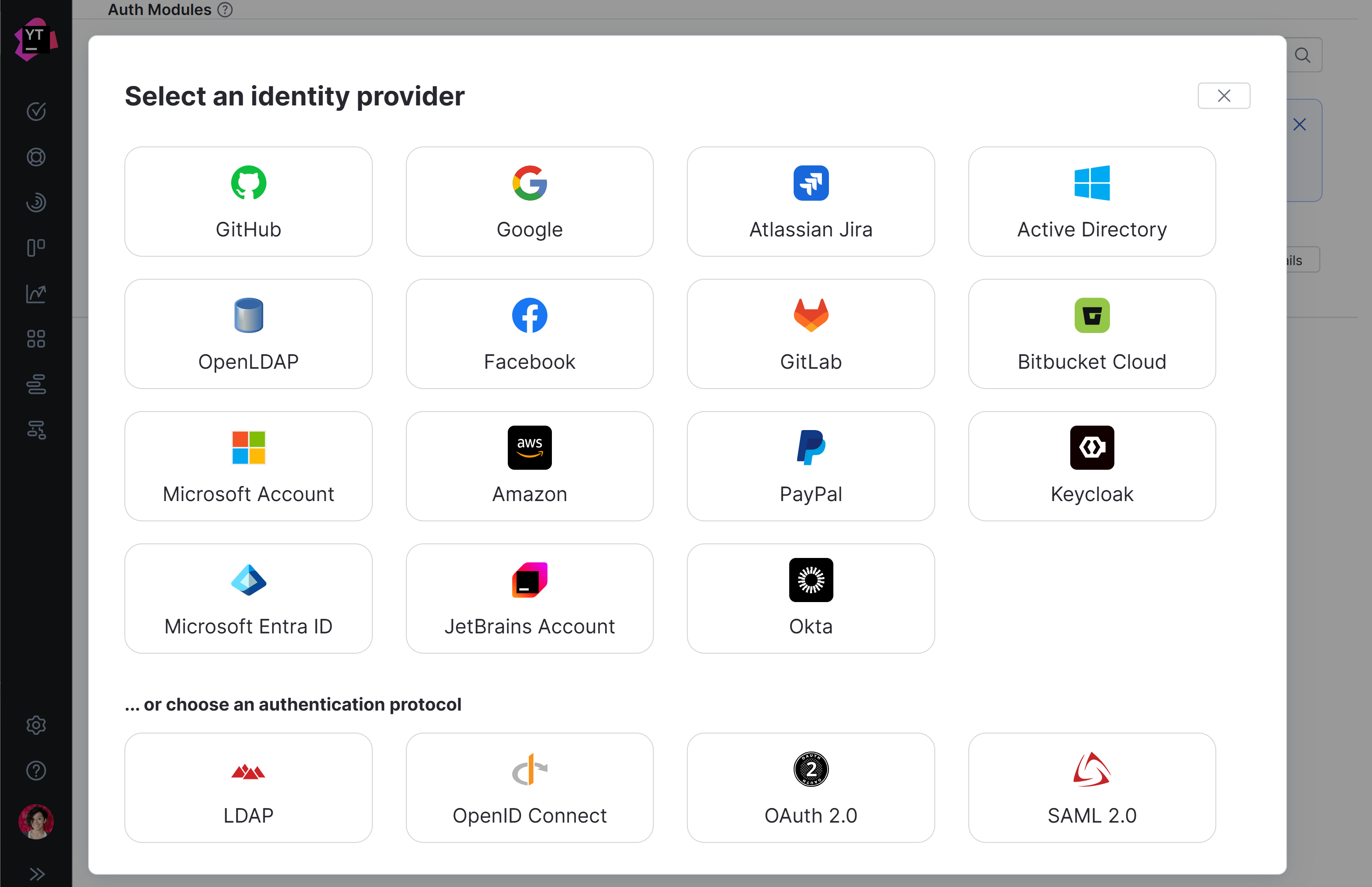 Select an identity provider